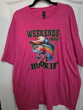 Weekends Are For Hookin' Graphic Tee - Hot Pink